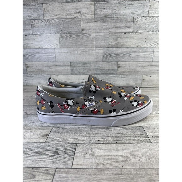 VANS X Disney Mickey Mouse Slip On Skate Shoes Gray Men's Size 11.5 - Picture 1 of 5